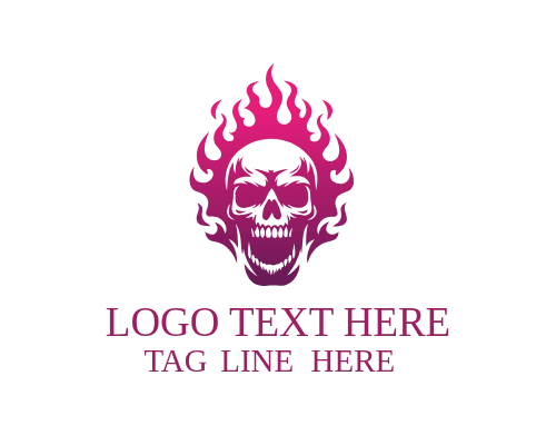 Dark Mascot Flaming Skull Logo