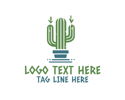  Desert Cactus with Sunset Landscape Logo