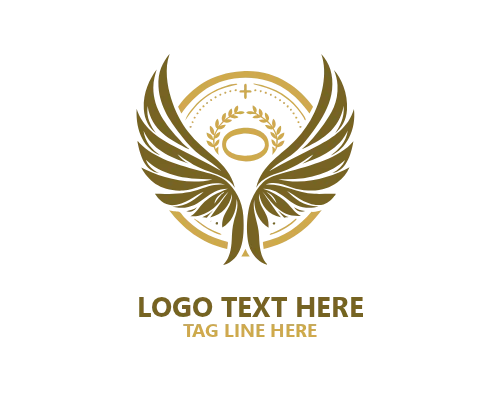  Divine Outline Angel Wings Logo