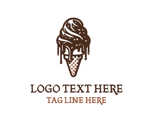 Double Scoop Chocolate Ice Cream Cone Logo