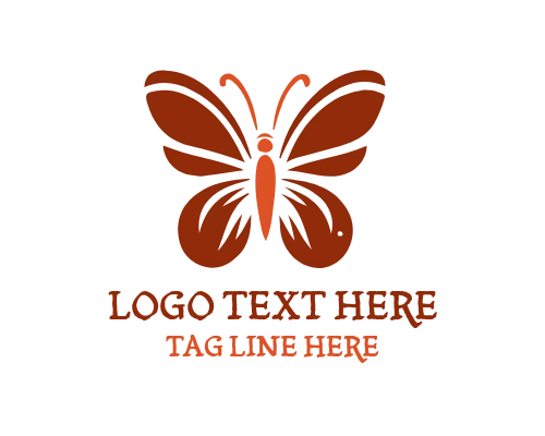 Double Wing Butterfly Decorative Logo