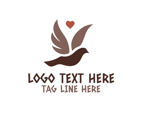  Dove Holding Heart Love Peace Logo