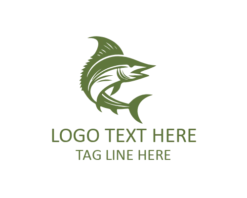 Dynamic Outline Marlin Fish Logo for Marine Branding