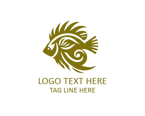 Dynamic Shape Tropical Fish Flat Logo