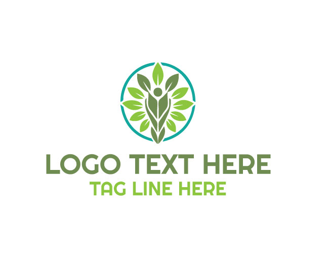 Eco Human Leaf Emblem Logo