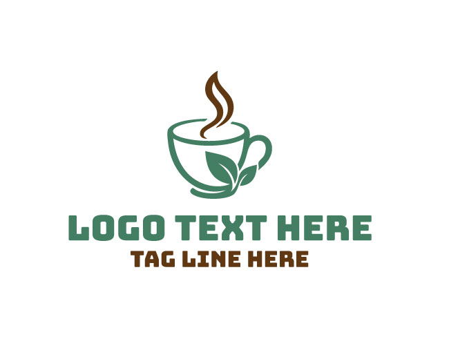  Eco Tea Cup Botanical Design Logo