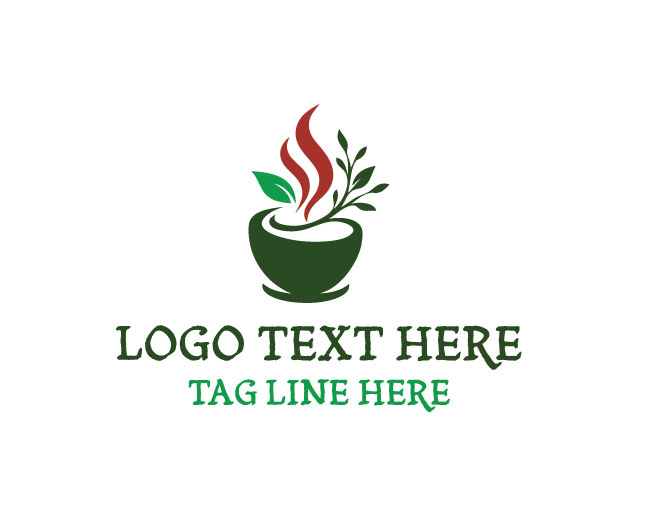 Eco Tea Cup Green Leaf Logo