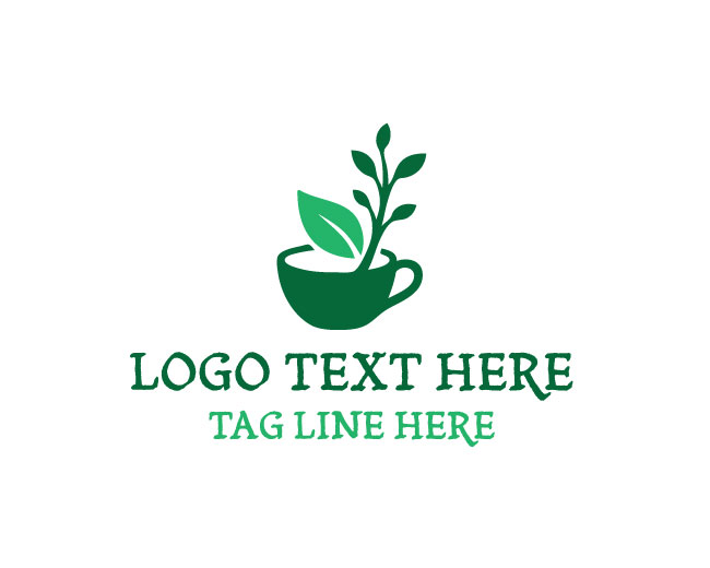  Eco Tea Cup Leaf Best Design Logo
