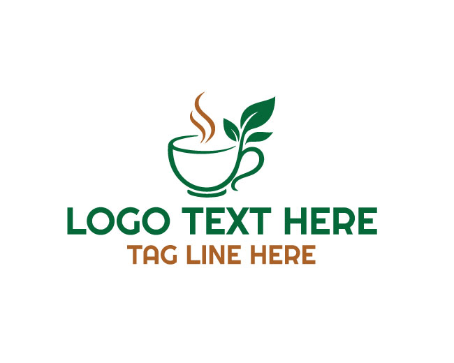  Eco Tea Cup Leaf Design Logo