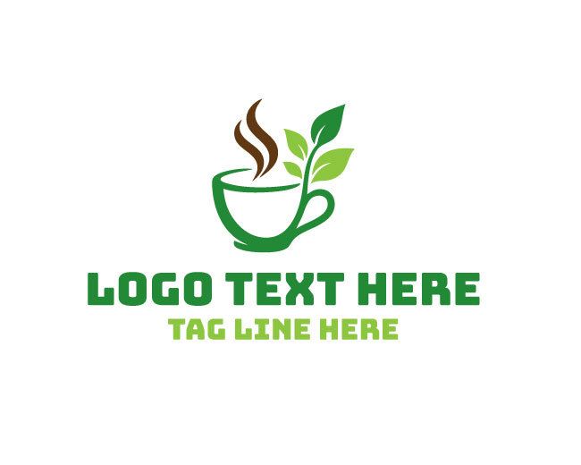 Eco Tea Cup Leaf Mark Logo