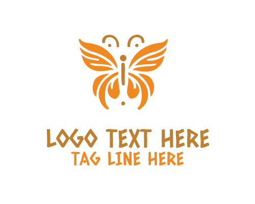 Eco Wellness Linear Floral Butterfly Logo