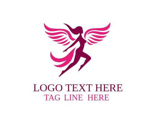 Elegant Flying Woman Logo with Feminine Grace