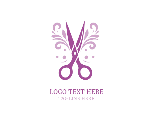 Elegant Frame Scissor Floral Logo