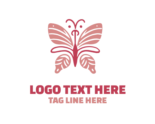 Elegant Linear Floral Butterfly Logo Mark