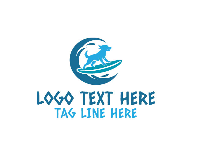 Elegant Ocean Surf Dog Logo