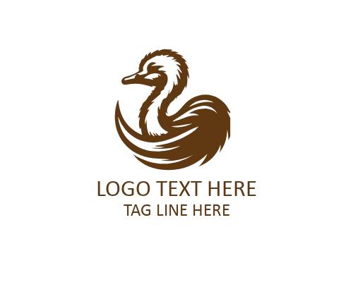 Elegant Ostrich Line Art Logo
