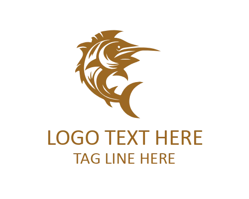Elegant Outline Marlin Fish Logo for Marine Branding