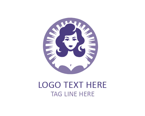 Elegant Retro Lady Outline Logo