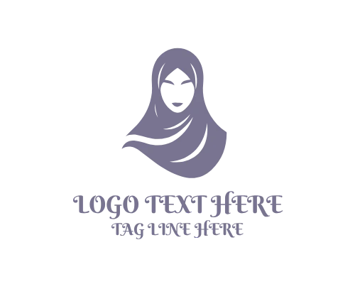 Elegant Veiled Hijab Woman Line Art Logo
