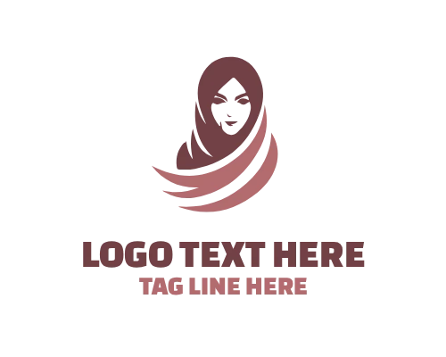 Elegant Veiled Hijab Woman Silhouette Line Logo