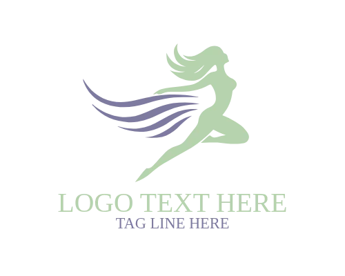 Ethereal Flying Woman Logo with Dreamy Wings