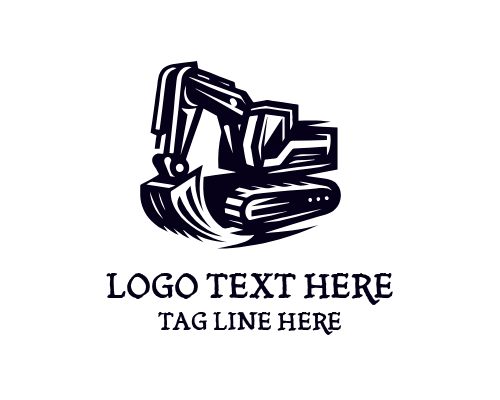 Excavator Building Site Logo