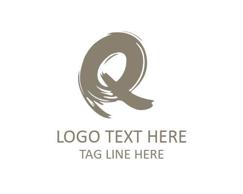 Expressive Calligraphy Brush Letter Q Logo