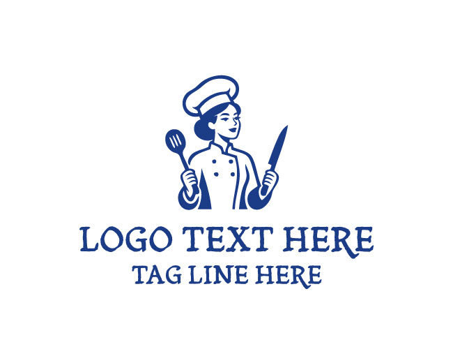 Female Chef Fork & Spoon Logo logo template preview
