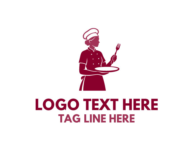 Female Chef Tray Logo logo template preview