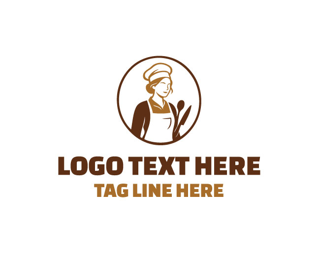 Female Chef Whisk & Bowl Logo logo template preview