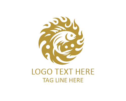 Fire Fish Emblem Logo for Bold Identity Branding