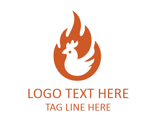 Fire Flame BBQ Circle Logo