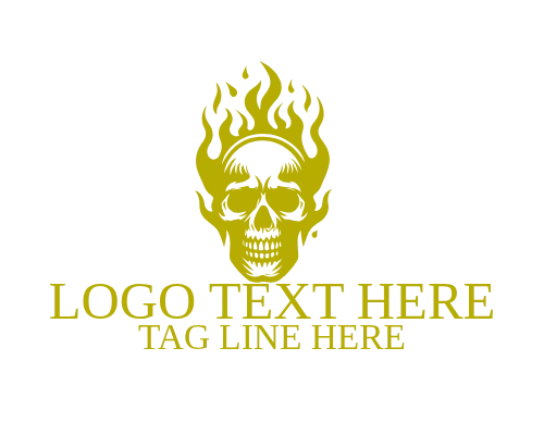 Fire Mask Flaming Skull Logo