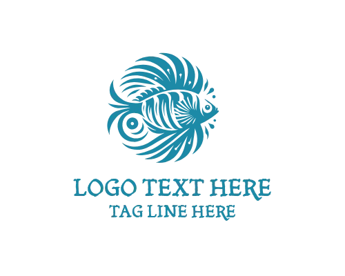 Fish and Wave Circle Logo