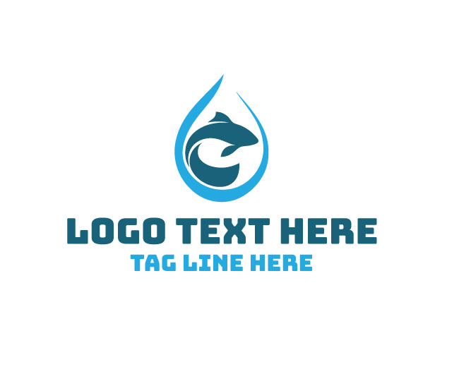 Fish Drop Current Logo logo template preview