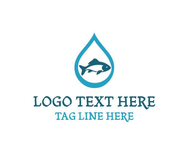 Fish Drop Stream Logo logo template preview