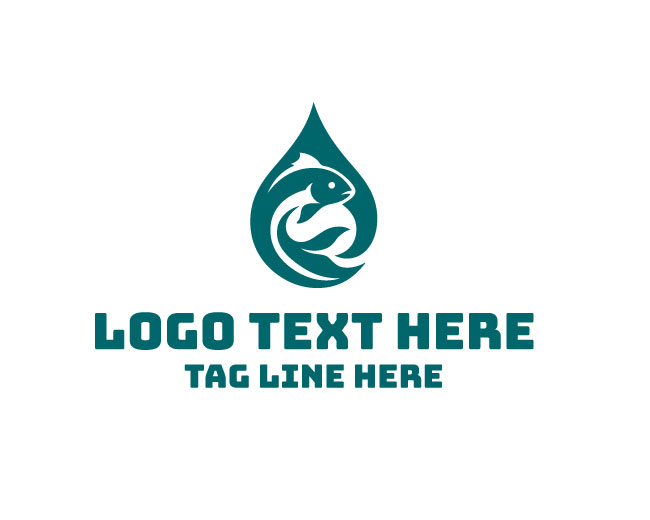 Fish Water Drop Logo logo template preview