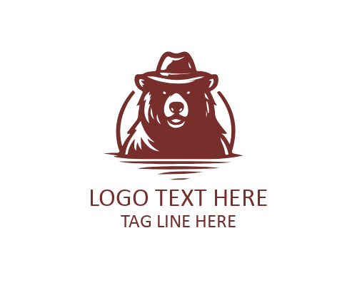 Fishing Bear at Night Logo for Adventure and Wildlife Brands