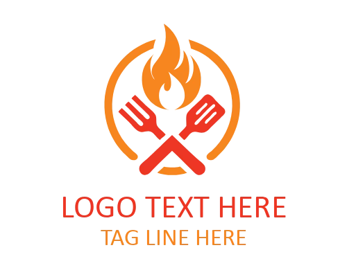 Flame BBQ Chef Fire Logo
