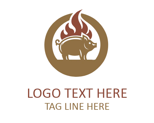 Flame BBQ Crossed Grill Tools Logo