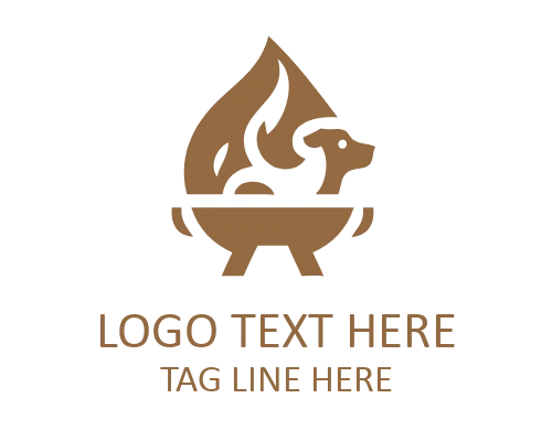 Flame BBQ Fire Fork Logo