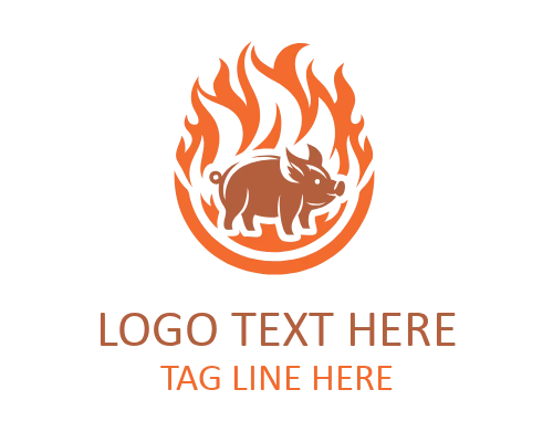 Flame BBQ Grill Fire Logo