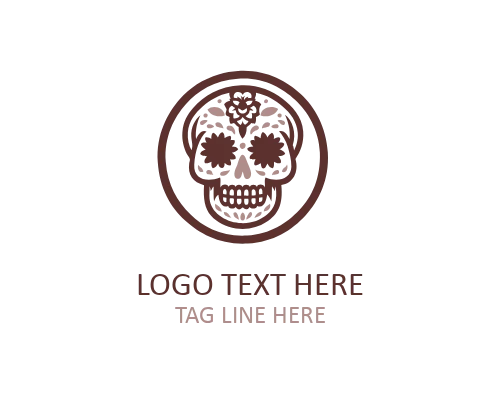 Flame Mexican Skull Logo