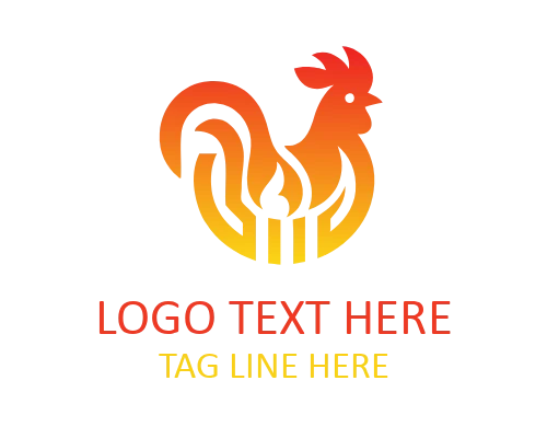 Flaming Rooster BBQ Grill Badge Logo