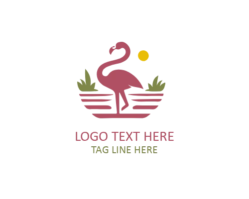 Flamingo and Water Logo for Nature and Wildlife Brands