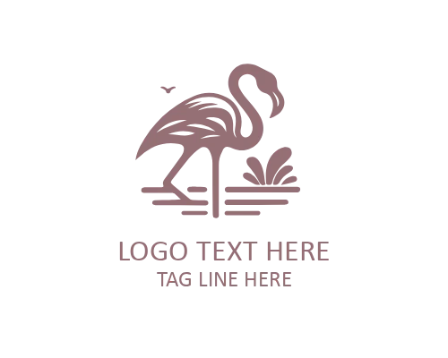 Flamingo Heart Shape Logo