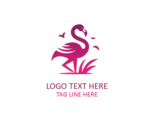 Flamingo Standing on One Leg Logo for Wildlife Brands
