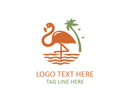 Flamingo Sunset Line Logo for Tropical and Minimal Brands