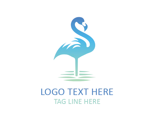 Flamingo with Palm Tree Logo