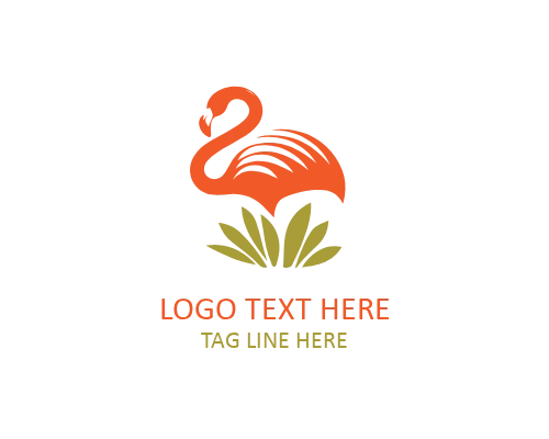 Flamingo with Tropical Leaf Logo for Lifestyle Brands